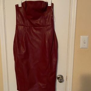 House of CB Strapless Burgundy Dress